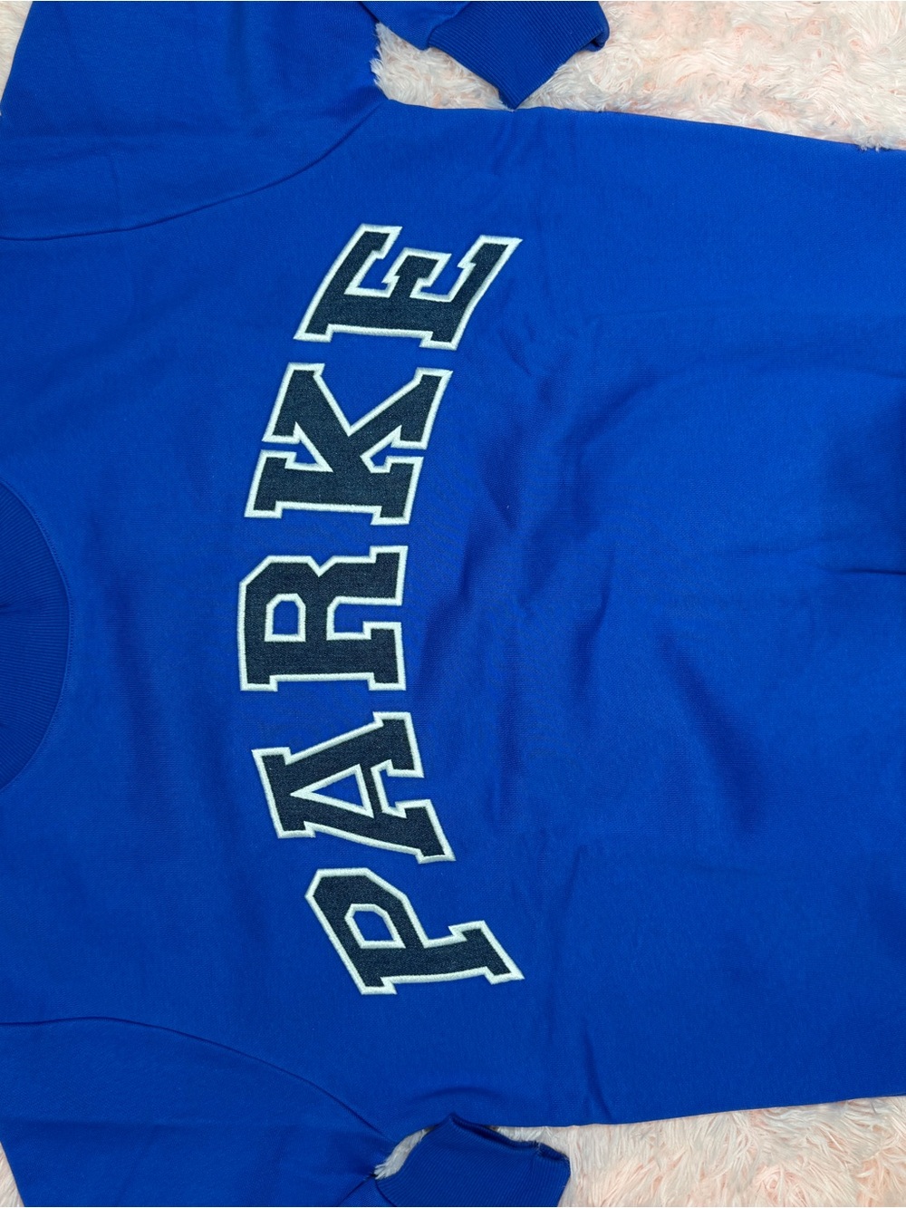 Parker Bold Blue Kids Sweatshirt with White-Trim Lettering